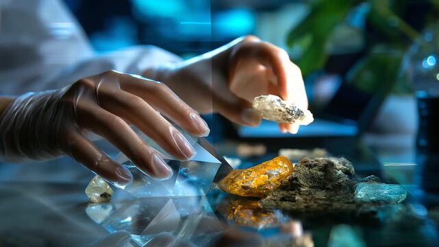 Anonymous researcher's hands documenting with defocused body and crystal clear duality of life and waste, with copy space