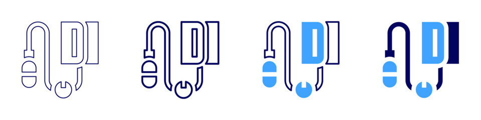 Measure signal icon in 4 different styles. Thin Line, Line, Bold Line, Duotone. Duotone style. Editable stroke
