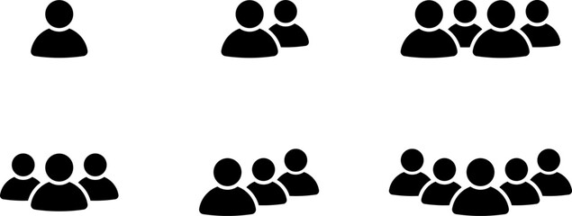 Solid icon group. People group icon set, persons, logo human, team icons, user profile symbol. Group of people or group of users. Persons symbol. Vector 