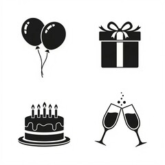 set of birthday icons vector