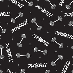 Sport Gym Dumbbell Workout Seamless Pattern. Perfect for gym designs, workout apparel, sports textiles, backgrounds, and health-inspired illustrations.