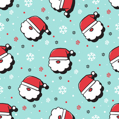 Light Blue Pattern Festive Santa Claus Seamless. Perfect for holiday wrapping paper, textiles, Christmas cards, party decorations, packaging, and seasonal digital projects.
