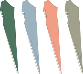 Elegant One-Shoulder Dress Vector Illustration in Various Colors