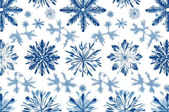blue christmas snowflakes seamless pattern tile
