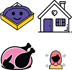 Abstract geometric shape with vibrant colors isolated on transparent background