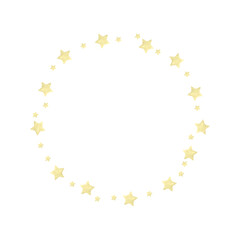 Frame of yellow stars. Watercolor illustration. Round border for cards and invitations, isolated on a white background. For children's parties, birthdays, weddings, gender parties