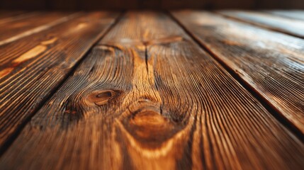 Fototapeta premium A High Resolution image of closeup view of a rustic wooden table surface with visible grain.