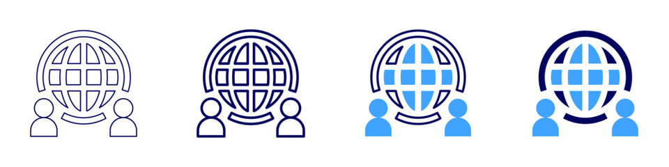 Global pollution icon in 4 different styles. Thin Line, Line, Bold Line, Duotone. Duotone style. Editable stroke