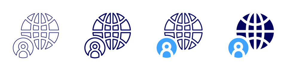 Global protocol icon in 4 different styles. Thin Line, Line, Bold Line, Duotone. Duotone style. Editable stroke