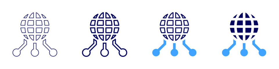 Global refugee icon in 4 different styles. Thin Line, Line, Bold Line, Duotone. Duotone style. Editable stroke