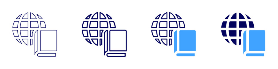 Global security icon in 4 different styles. Thin Line, Line, Bold Line, Duotone. Duotone style. Editable stroke