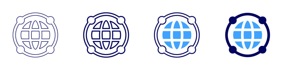 Global sourcing icon in 4 different styles. Thin Line, Line, Bold Line, Duotone. Duotone style. Editable stroke