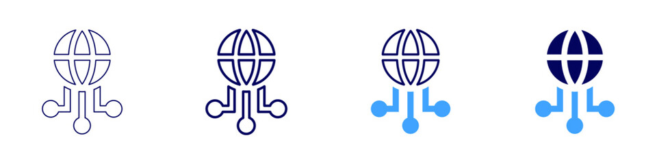 Global standard icon in 4 different styles. Thin Line, Line, Bold Line, Duotone. Duotone style. Editable stroke