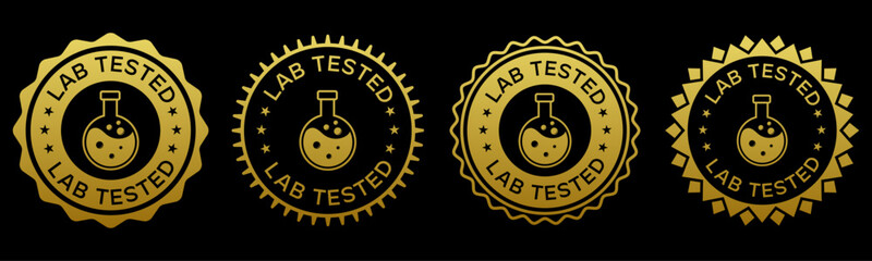 Lab Tested Gold Seal Badges with Laboratory Flask © Rais72