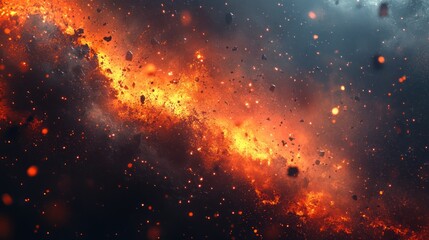 Fototapeta premium Fiery cosmic debris explosion in space