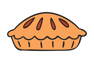 Cozy autumn doodle pumpkin, pie, whole, hand drawn warm rustic style