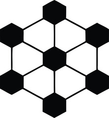 Modern geometric soccer ball pattern icon with hexagonal and pentagonal shapes for sports and athletic design