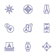 Navigation icon set. Line style. Editable stroke. navigation, error, navigator