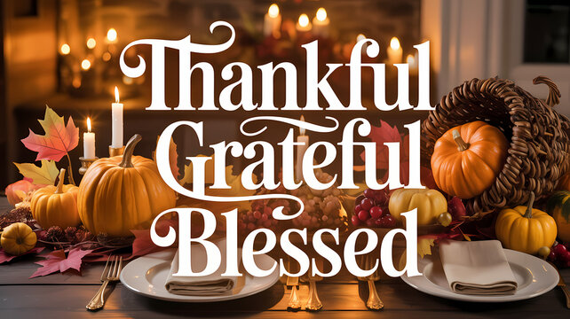 Elegant Thankful Grateful Blessed Calligraphy