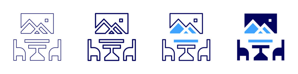 Play room icon in 4 different styles. Thin Line, Line, Bold Line, Duotone. Duotone style. Editable stroke