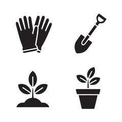 Gardening icon set vector graphics for planting and cultivation tasks vector