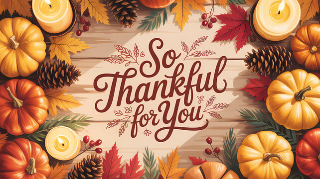 Rustic Thanksgiving Scene - So Thankful for You