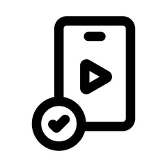 Smartphone Player icon in modern flat outline style illustrating mobile media playback, digital entertainment, and app interaction concept