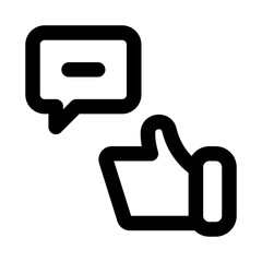 Like, Feedback, Comment, Response icon in modern flat outline style illustrating user interaction, social engagement, and opinion sharing concept