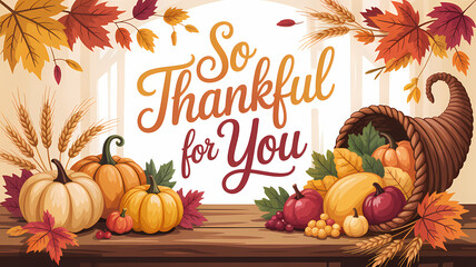 Elegant Thanksgiving Card - So Thankful for You