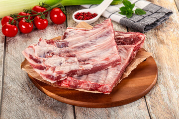Raw pork ribs for cooking