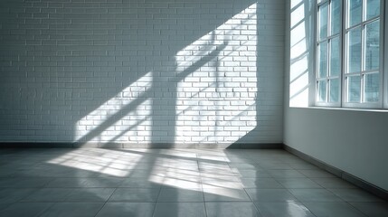 Obraz premium A High Resolution image of sunlight streaming through a window onto a brick wall.