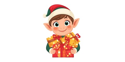 Friendly Christmas Elf Character Spreading Holiday Cheer