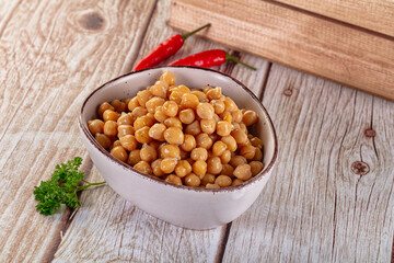 Boiled chickpea beans in the bowl