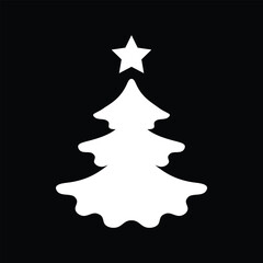 Cute Christmas Tree Flat Icon On Black Background