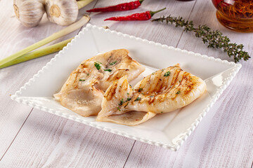 Fresh grilled calamari with herbs