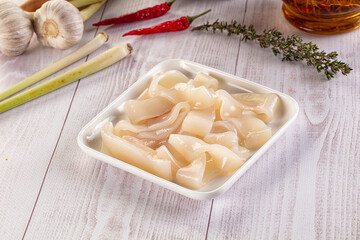 Raw squid rings for cooking