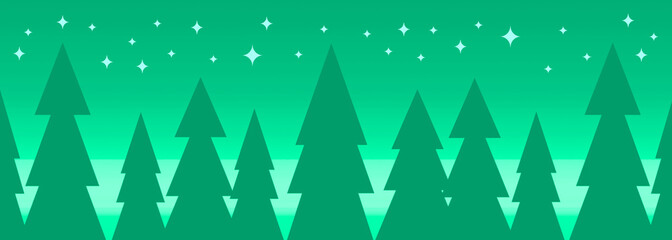 Background to use, Christmas, forest and stars, elongated format