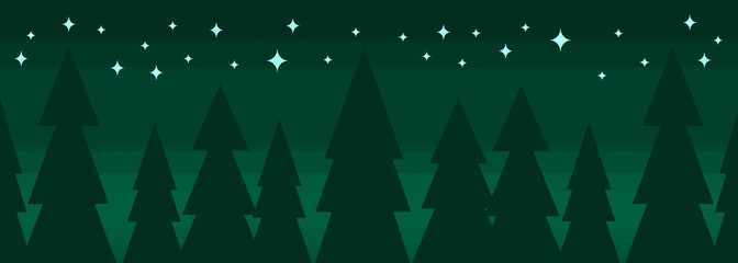 Background to use, Christmas, forest and stars, elongated format