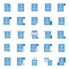 Blue color icons set for Bill payment