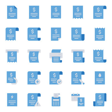 Blue color icons set for Bill payment