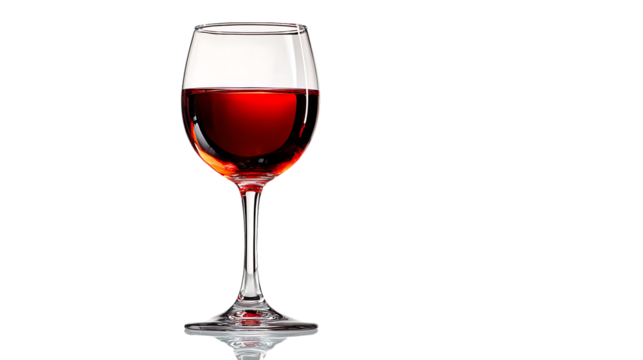 Glass of red wine isolated on transparent background