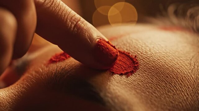 traditional hindu tilak forehead application ritual