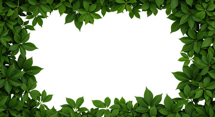 Naklejka premium Illustration of green leaves frame isolated on transparent background