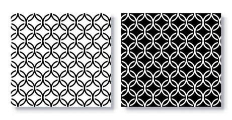 Set of Seamless Overlapping Circle Ring Patterns, Vector.