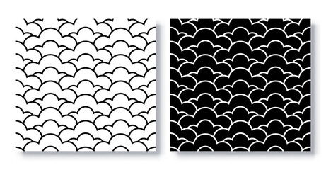 Set of Seamless Overlapping Cloud Shape Patterns, Vector.