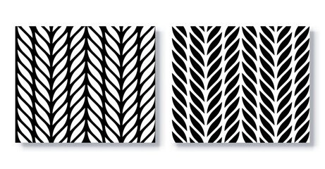 Set of Seamless Chevron Leaf Patterns, Vector.