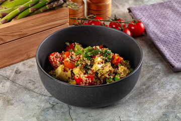 Salad with quinoa asparagus avocado
