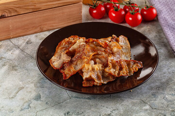 Fried crispy pork bacon snack