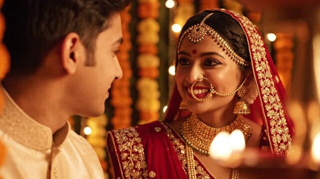 indian couple engaged in traditional wedding ritual