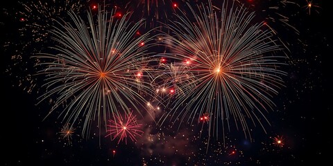 Festive fireworks display with radiant bursts of color